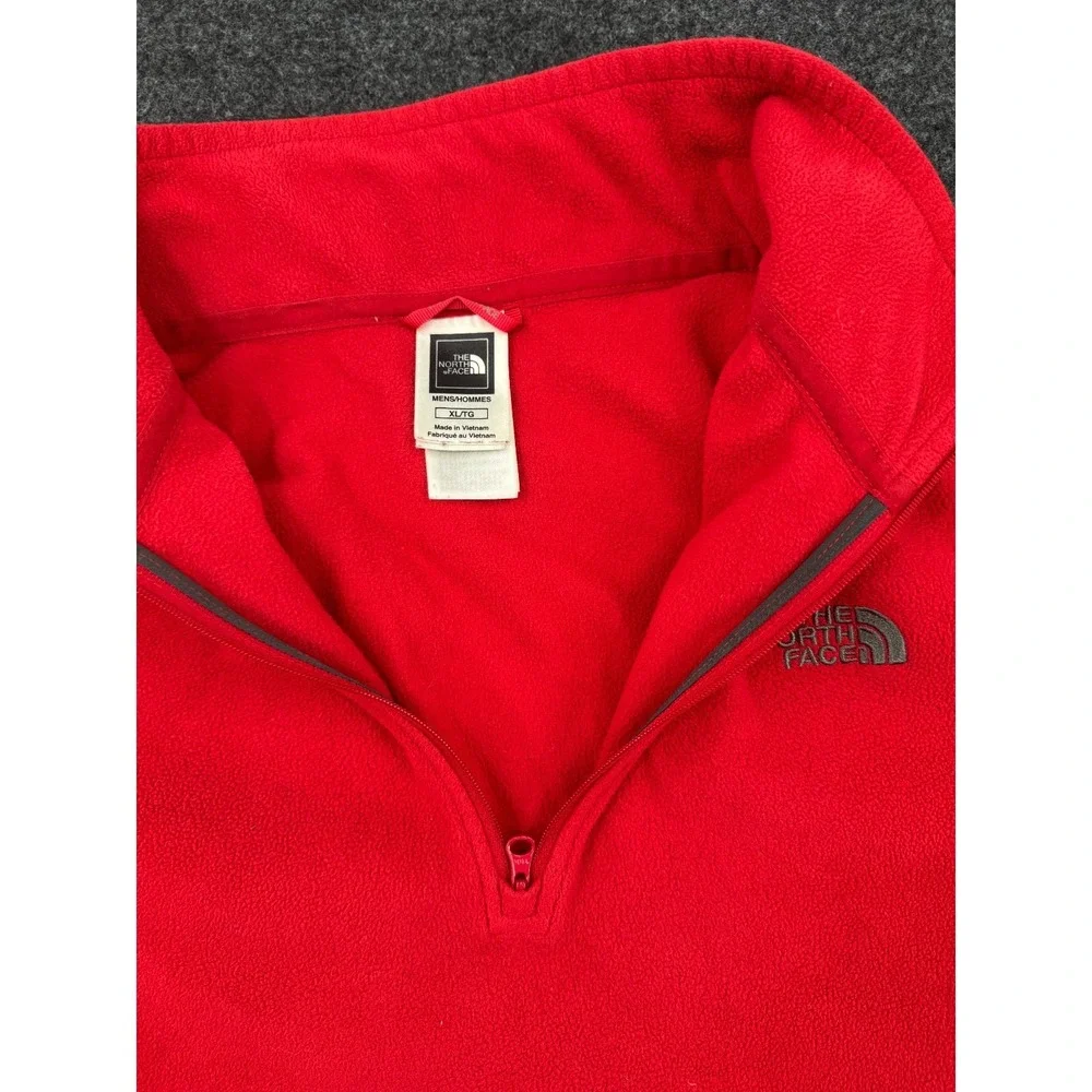 The North Face Polartec Classic Fleece Jacket Men XL Red 1/4 Zip Outdoor Thermal